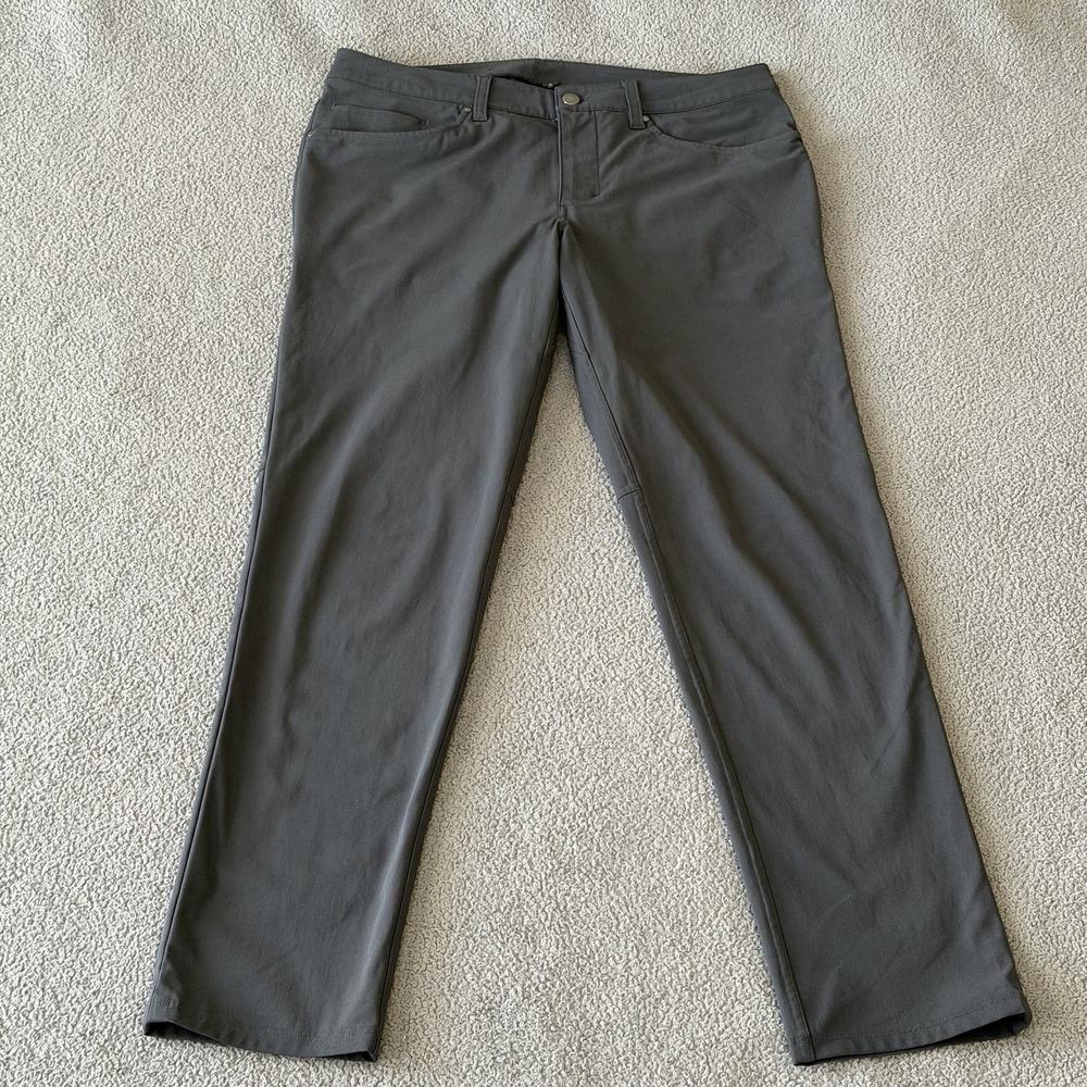 Lululemon ABC 5 Pocket Slim Fit Tapered Pants Warpstreme LM5ADAS Blue Mens 33x32